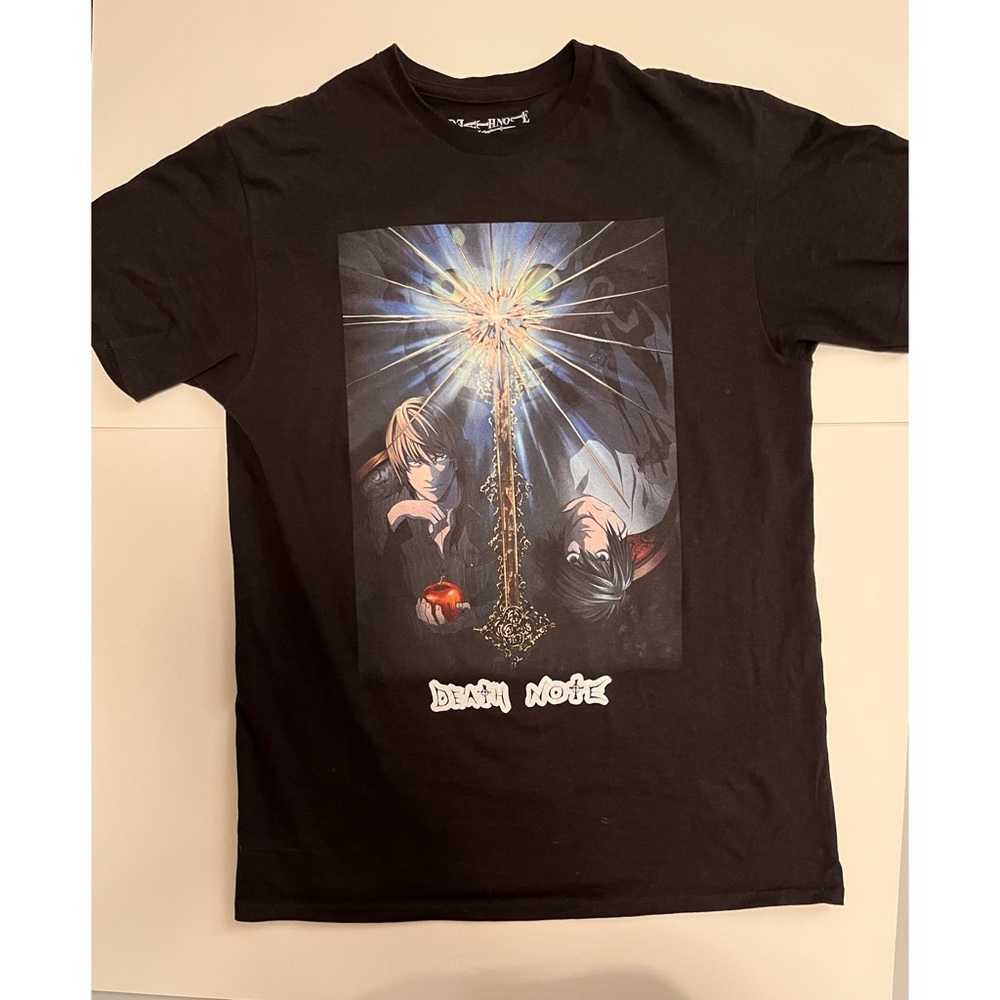 death note tee shirt with light yagami, L, and ryuk